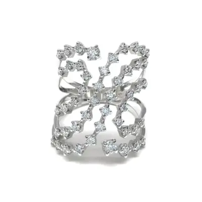 Anel Aria Contorno em Ouro Branco 18k com Diamantes