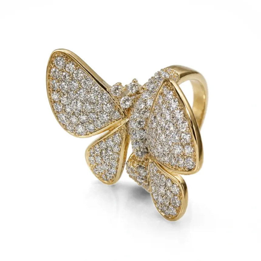 Anel Papillon Brillant em Ouro Amarelo 18k com Diamantes