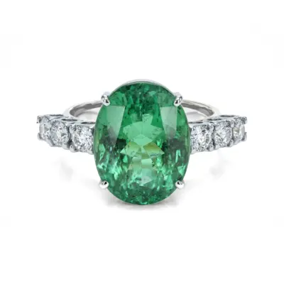Anel Verdure em Ouro Amarelo 18k com Turmalina Verde e Diamantes