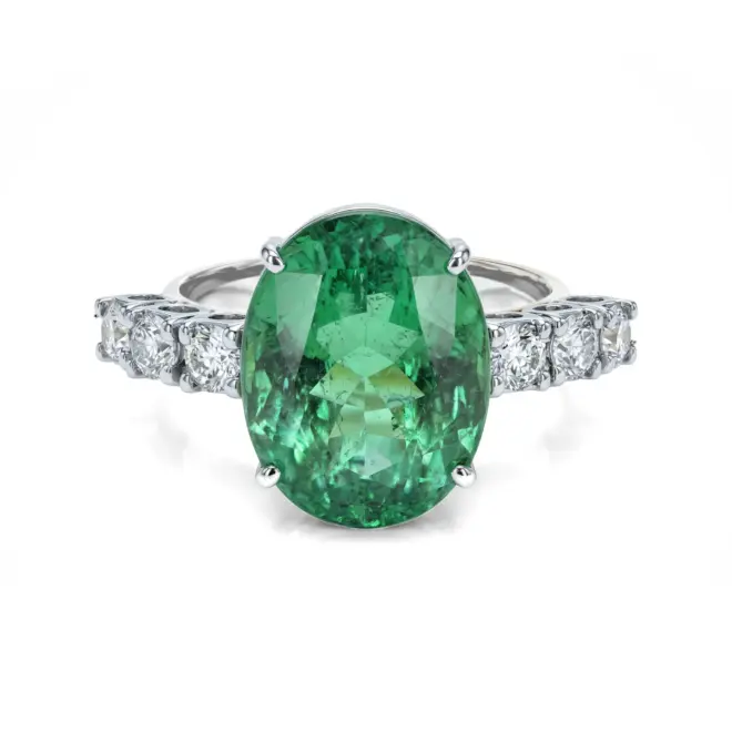 Anel Verdure em Ouro Amarelo 18k com Turmalina Verde e Diamantes