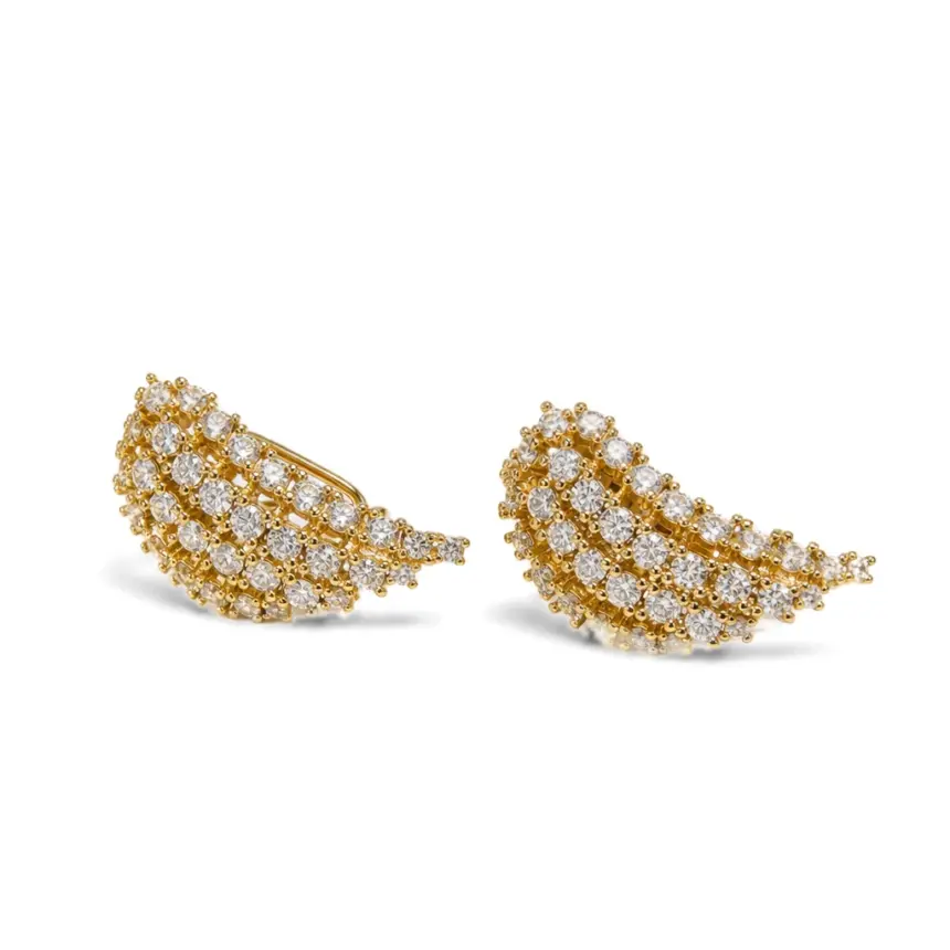 Brinco Vague Brillant em Ouro Amarelo 18k com Diamantes